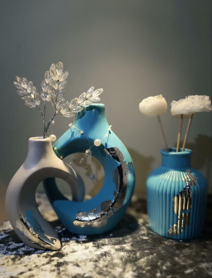 طقم قطعتين فازات  ديكور -shahy.crafts